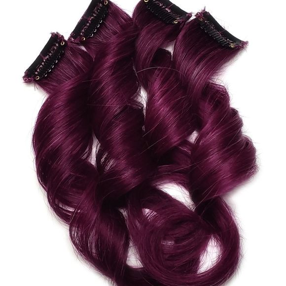 Burgundy Fuchsia Human Hair Extensions Clip in Galaxy Colored Hairstyles